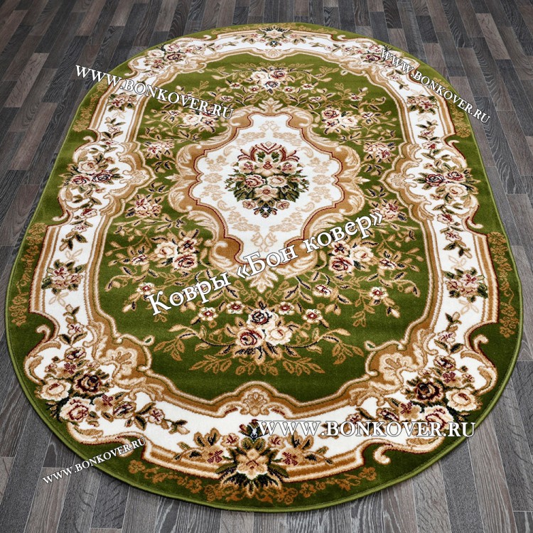 РОССИЙСКИЙ ЖАККАРДОВЫЙ КОВЕР МЕДАЛЬОН ЗЕЛЕНЫЙ ОВАЛЬНЫЙ